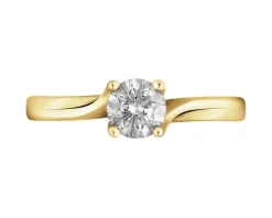 Pierścionek z żółtego złota z brylantem - SI2/H - 0,50 ct - próba 585