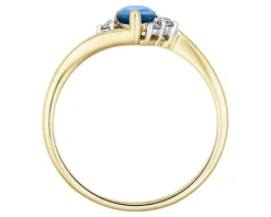 Pierścionek z żółtego złota z brylantami i szafirem - próba 585