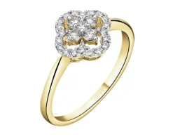 Pierścionek z żółtego złota z brylantami - 0,29 ct - próba 585