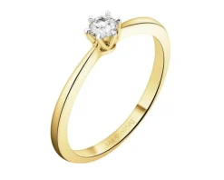 Pierścionek z żółtego złota z brylantem laboratoryjnym - 0,17 ct - próba 585
