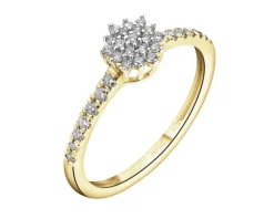 Pierścionek z żółtego złota z brylantami - 0,21 ct - próba 585