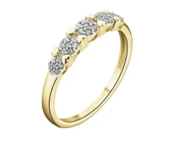 Pierścionek z żółtego złota z diamentami - serca - 0,11 ct - próba 585