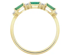 Pierścionek z żółtego złota z diamentami i szmaragdami - próba 375