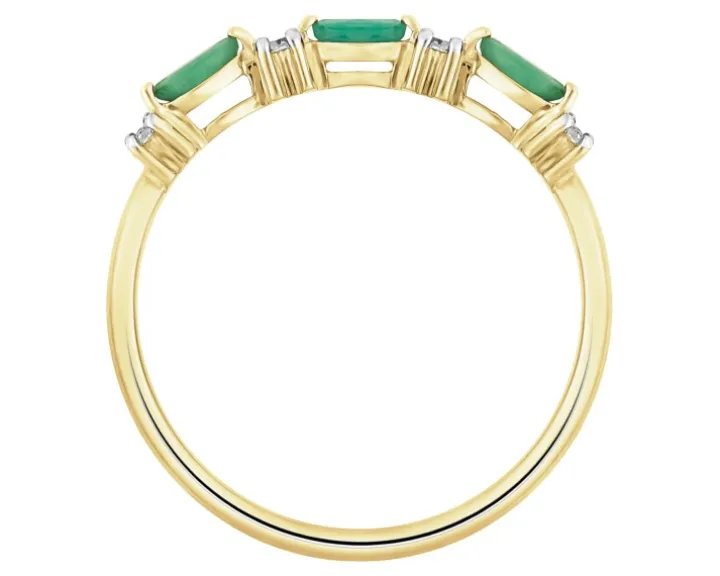 Pierścionek z żółtego złota z diamentami i szmaragdami - próba 375