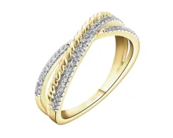 Pierścionek z żółtego złota z diamentami - 0,15 ct - próba 585