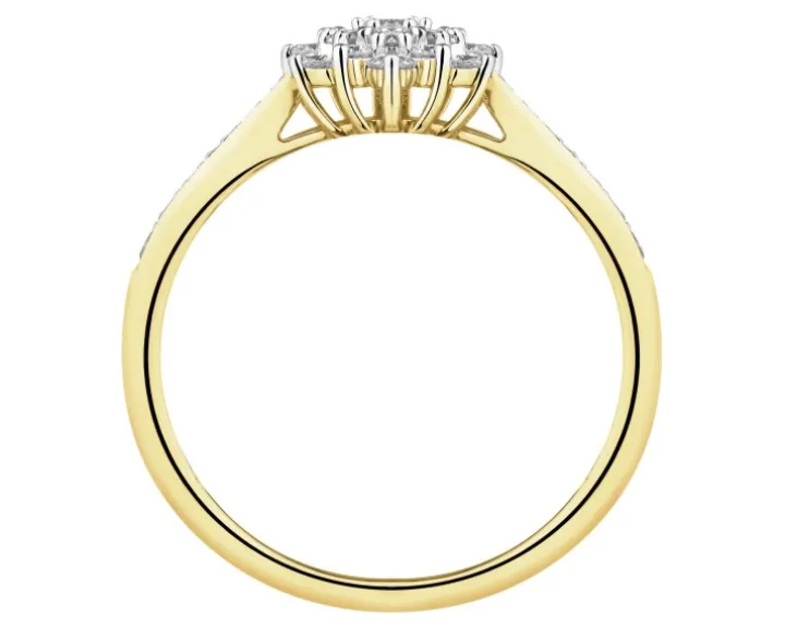 Pierścionek z żółtego złota z brylantami laboratoryjnymi - 0,44 ct - próba 585