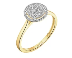 Pierścionek z żółtego złota z diamentami - 0,15 ct - próba 585