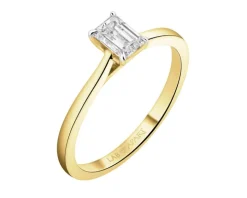 Pierścionek z żółtego złota z diamentem laboratoryjnym - 0,51 ct - próba 585