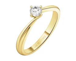Pierścionek z żółtego złota z brylantem laboratoryjnym - 0,25 ct - próba 585