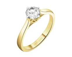 Pierścionek z żółtego złota z brylantem laboratoryjnym - 0,75 ct - próba 585