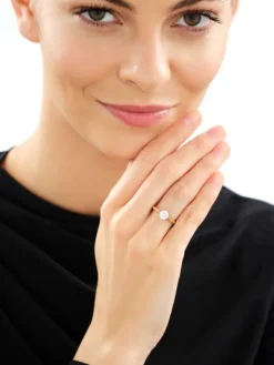 Pierścionek z żółtego złota z brylantem laboratoryjnym - 0,75 ct - próba 585