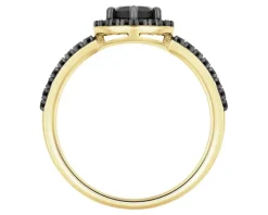 Pierścionek z żółtego złota z czarnymi brylantami i onyksem - próba 585