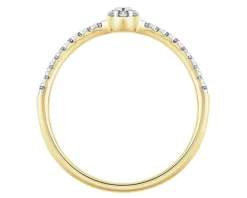 Pierścionek z żółtego złota z diamentami - 0,10 ct - próba 585