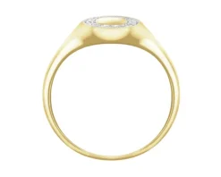 Pierścionek z żółtego złota z diamentami  - sygnet - 0,04 ct - próba 585