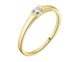 Pierścionek z żółtego złota z brylantem - 0,12 ct - próba 585