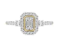 Pierścionek z żółtego złota z diamentami - 0,29 ct - próba 585