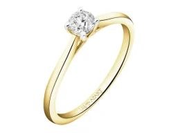 Pierścionek z  żółtego złota z brylantem laboratoryjnym - 0,25 ct - próba 585