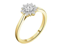 Pierścionek z żółtego złota z brylantami laboratoryjnymi - 0,53 ct - próba 585