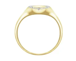 Pierścionek z żółtego złota z diamentami - sygnet - 0,06 ct - próba 585