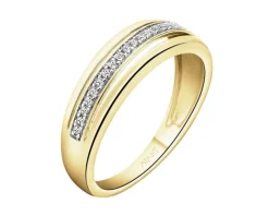 Pierścionek z żółtego złota z diamentami - 0,09 ct - próba 585