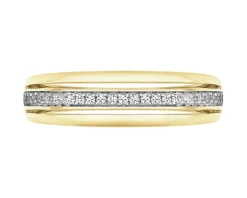 Pierścionek z żółtego złota z diamentami - 0,09 ct - próba 585