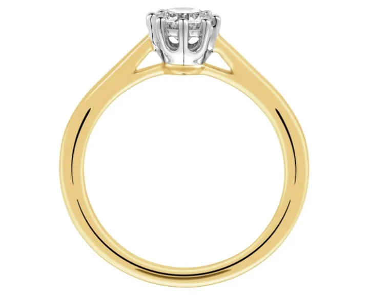 Pierścionek z żółtego złota z brylantem - 0,40 ct - próba 750