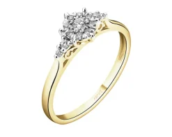 Pierścionek z żółtego złota z brylantami - 0,15 ct - próba 585