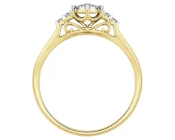 Pierścionek z żółtego złota z brylantami - 0,15 ct - próba 585