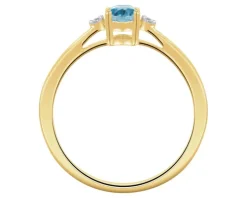 Pierścionek z żółtego złota z brylantami i topazem - próba 375