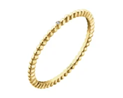 Pierścionek z żółtego złota z diamentem - 0,003 ct - próba 375