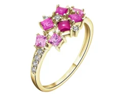 Pierścionek z żółtego złota z brylantami i kamieniami szlachetnymi - próba 585