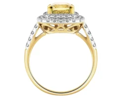 Pierścionek z żółtego złota z brylantami i cytrynem - próba 585