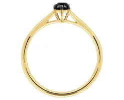 Pierścionek z żółtego złota z czarnym brylantem - 0,25 ct - próba 585