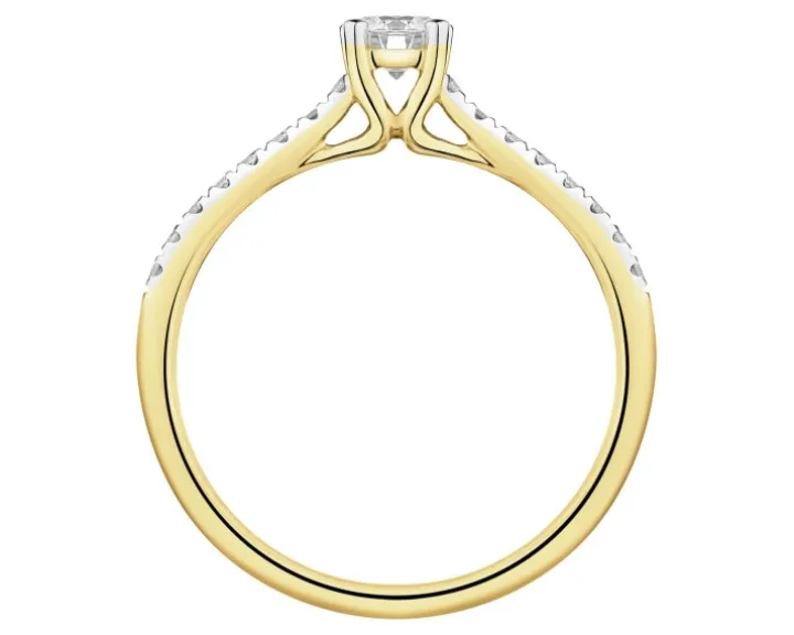 Pierścionek z żółtego złota z brylantami laboratoryjnymi - 0,53 ct - próba 585