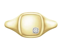 Pierścionek z żółtego złota z diamentem - sygnet - 0,004 ct - próba 375