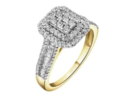 Pierścionek z żółtego złota z diamentami - 0,75 ct - próba 585