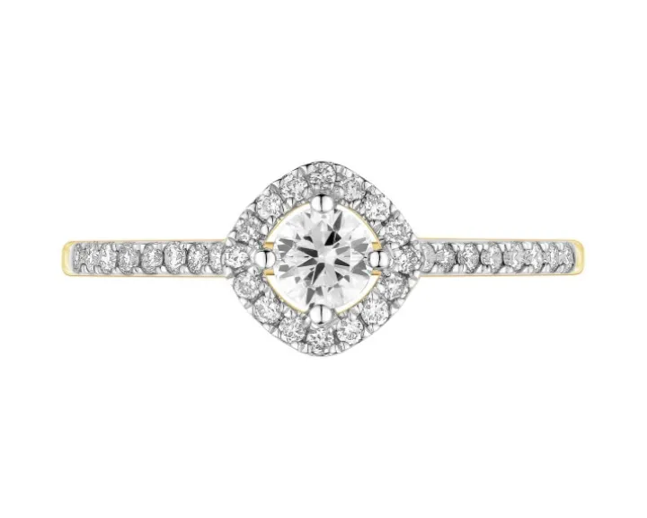 Pierścionek z żółtego złota z brylantami - 0,35 ct - próba 585