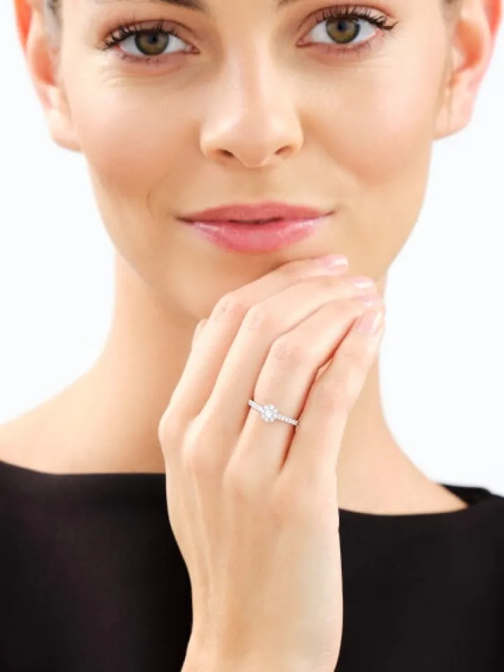 Pierścionek z żółtego złota z brylantami laboratoryjnymi - 0,34 ct - próba 585