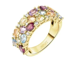 Pierścionek z żółtego złota z brylantami i kamieniami ozdobnymi - próba 585