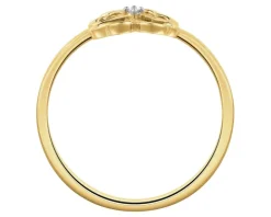 Pierścionek z żółtego złota z diamentem - koniczyna - 0,006 ct - próba 375