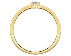 Pierścionek z żółtego złota z diamentami - 0,03 ct - próba 375