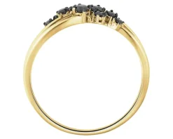 Pierścionek z żółtego złota z czarnymi brylantami - 0,20 ct - próba 585
