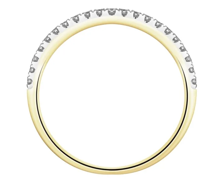 Pierścionek z żółtego złota z brylantami laboratoryjnymi - 0,20 ct - próba 585