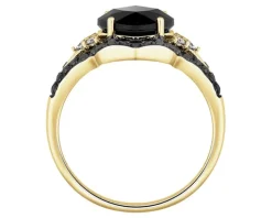 Pierścionek z żółtego złota z brylantami i onyksem - próba 585