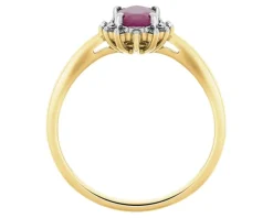 Pierścionek z żółtego złota z diamentami i rubinem - próba 585