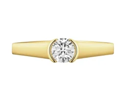 Pierścionek z żółtego złota z brylantem - 0,30 ct - próba 585