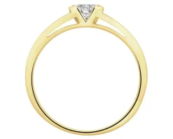 Pierścionek z żółtego złota z brylantem - 0,30 ct - próba 585