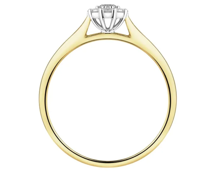 Pierścionek z żółtego złota z brylantami laboratoryjnymi - 0,20 ct - próba 585