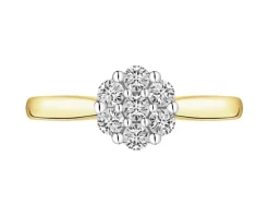 Pierścionek z żółtego złota z brylantami laboratoryjnymi - 0,35 ct - próba 585