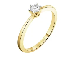Pierścionek z żółtego złota z brylantem laboratoryjnym - 0,21 ct - próba 585